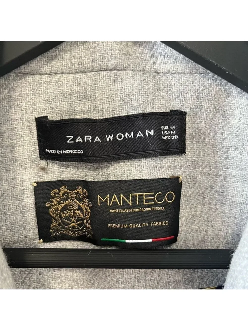 NEW ZARA DOUBLE BREASTED MANTECO PREMIUM QUALITY FABRICS COAT GRAY Sz M - Picture 6 of 12